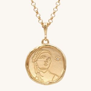 common era circe demi-goddess of witchcraft charm with diamond 14k solid gold